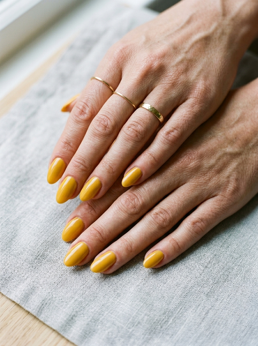 Gelbe Almond Nails